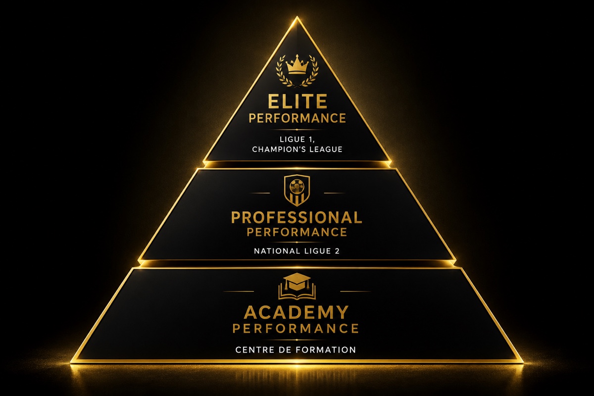Pyramide des trois niveaux d’intervention : Academy, Professional et Elite Performance